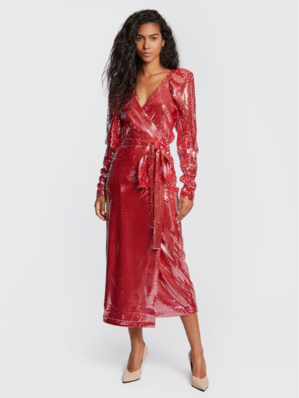 ROTATE ROTATE Коктейлна рокля Bridget RT1621 Червен Regular Fit