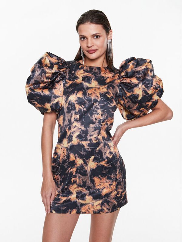 ROTATE ROTATE Коктейлна рокля Heavy Satin Puf RT2323 Черен Slim Fit