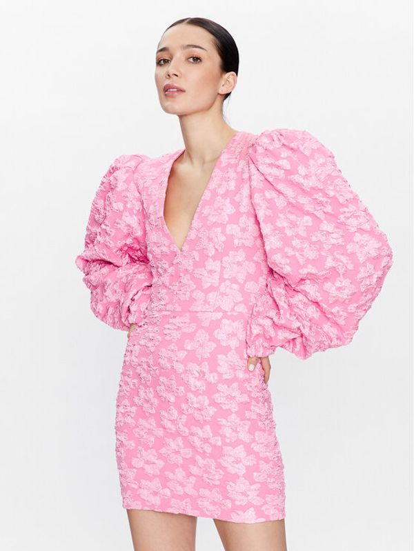ROTATE ROTATE Коктейлна рокля Jacquard Flower RT2395 Розов Regular Fit