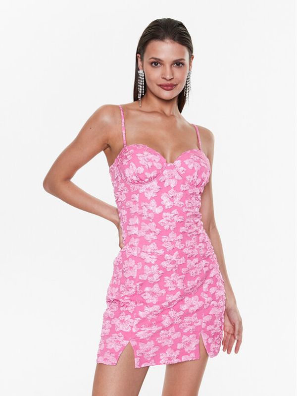 ROTATE ROTATE Коктейлна рокля Jacquard Flower RT2396 Розов Slim Fit