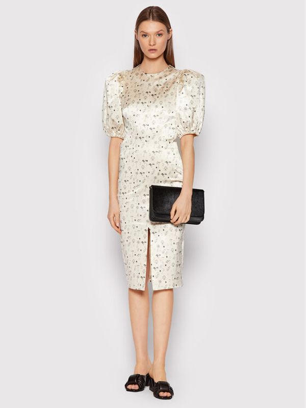 ROTATE ROTATE Коктейлна рокля Katarina RT941 Бежов Regular Fit