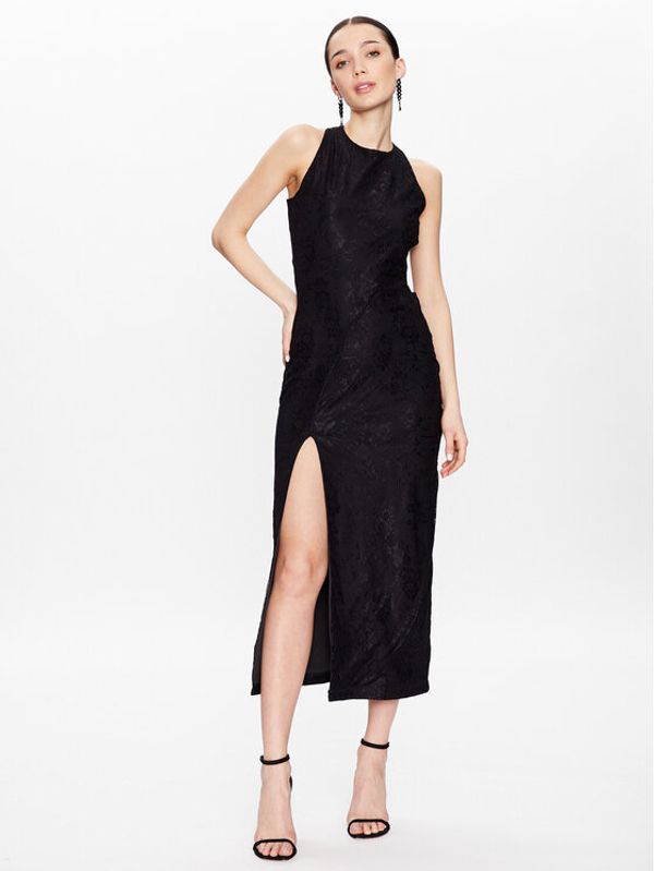 ROTATE ROTATE Коктейлна рокля Mesh Lace Slit RT2496 Черен Slim Fit