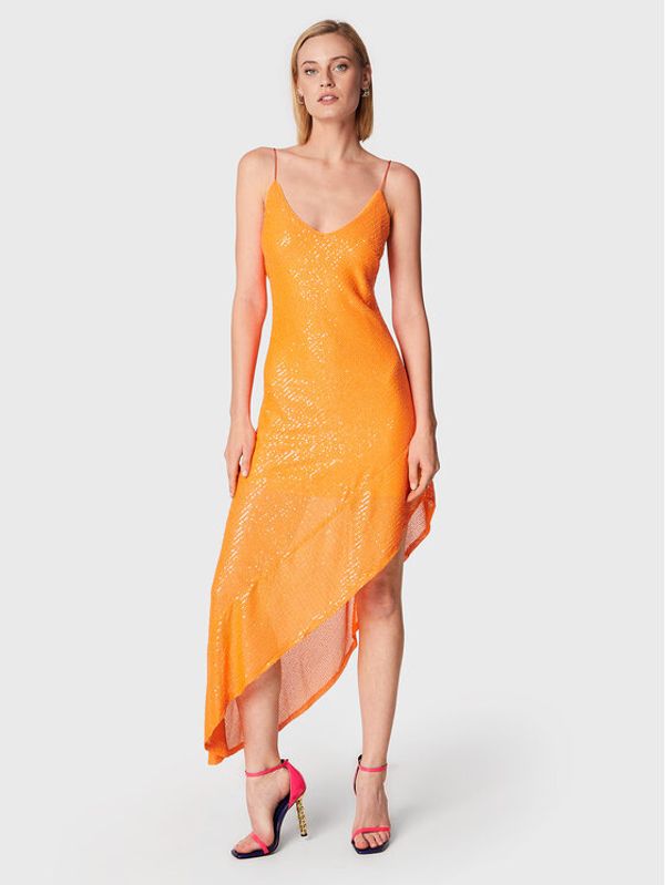 ROTATE ROTATE Коктейлна рокля Sequins RT1960 Оранжев Regular Fit
