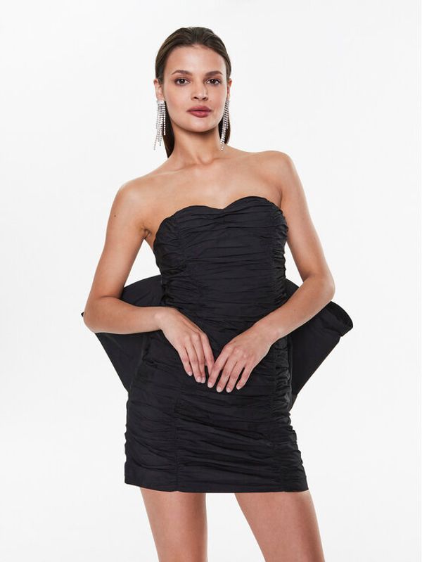 ROTATE ROTATE Коктейлна рокля Taft Pleated RT2494 Черен Slim Fit