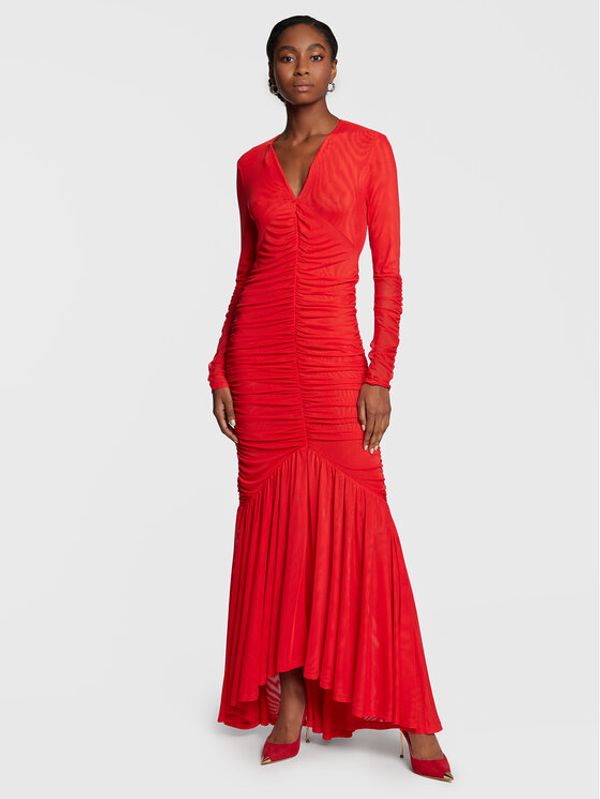 ROTATE ROTATE Официална рокля Mesh RT1975 Червен Slim Fit