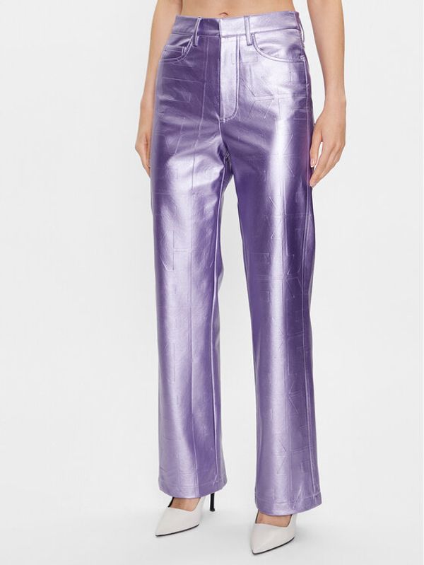 ROTATE ROTATE Панталони от имитация на кожа Embossed 1000902225 Виолетов Relaxed Fit