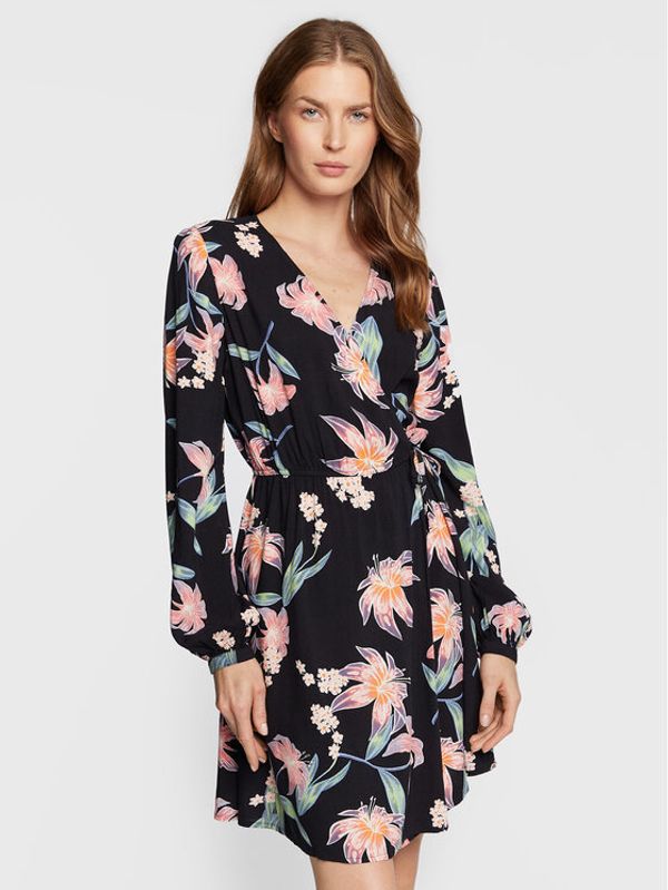 Roxy Roxy Ежедневна рокля Party Waves Printed ERJWD03672 Черен Regular Fit