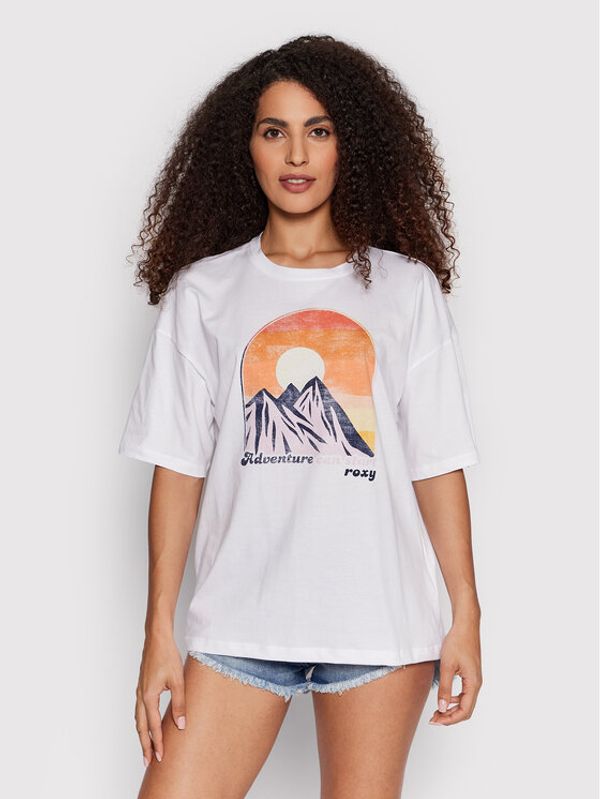 Roxy Roxy Тишърт Start Adventures ERJZT05390 Бял Relaxed Fit