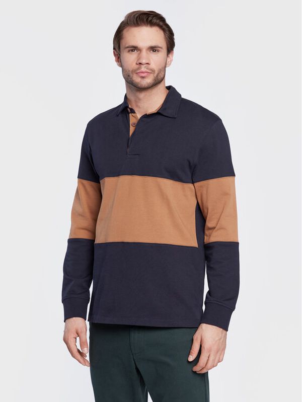 s.Oliver s.Oliver Тениска с яка и копчета 2119784 Тъмносин Regular Fit