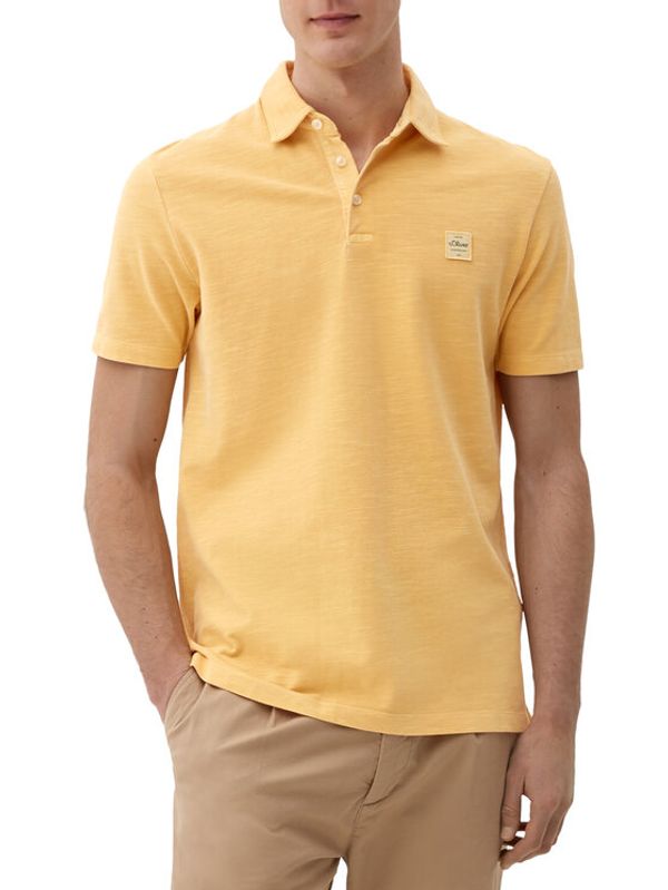 s.Oliver s.Oliver Тениска с яка и копчета 2129485 Жълт Regular Fit