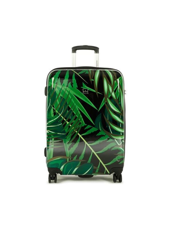 Saxoline Saxoline Среден твърд куфар Palm Leaves 1460H0.60.10 Черен