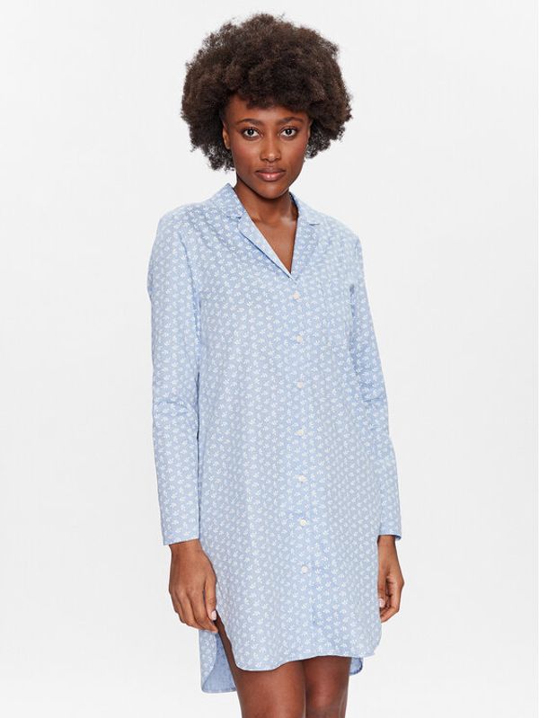 Seidensticker Seidensticker Нощница Classic Satin Nightdress Син Straight Fit