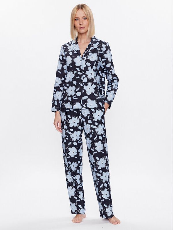Seidensticker Seidensticker Пижама Classic Pajama Set Flowers Тъмносин Straight Fit