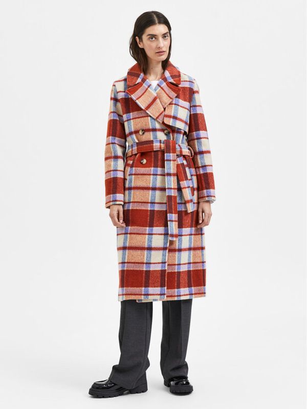 Selected Femme Selected Femme Вълнено палто Khloe 16087519 Оранжев Regular Fit