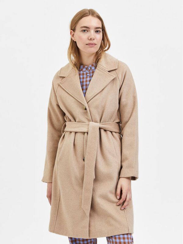 Selected Femme Selected Femme Вълнено палто Milan 16079496 Бежов Regular Fit