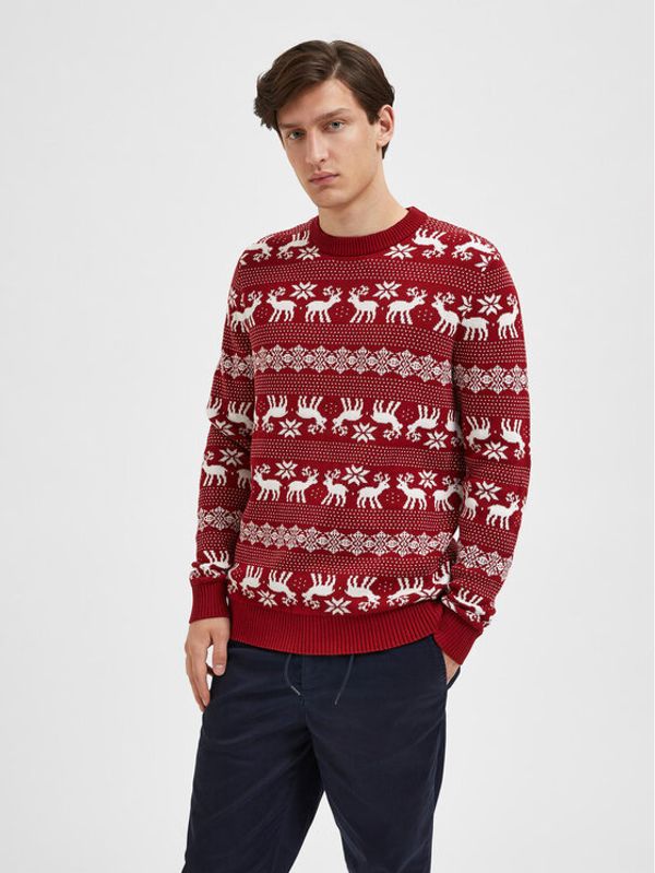 Selected Homme Selected Homme Пуловер Deer 16086719 Червен Regular Fit