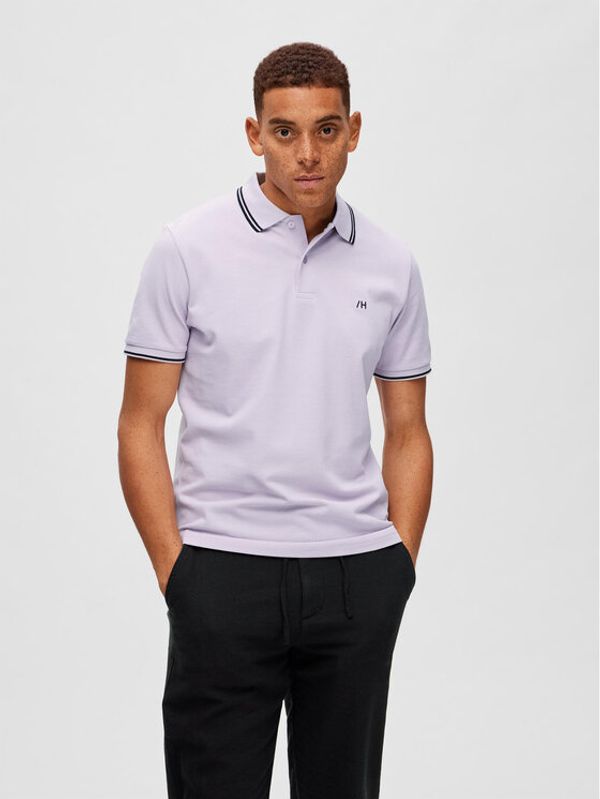 Selected Homme Selected Homme Тениска с яка и копчета 16087840 Виолетов Regular Fit