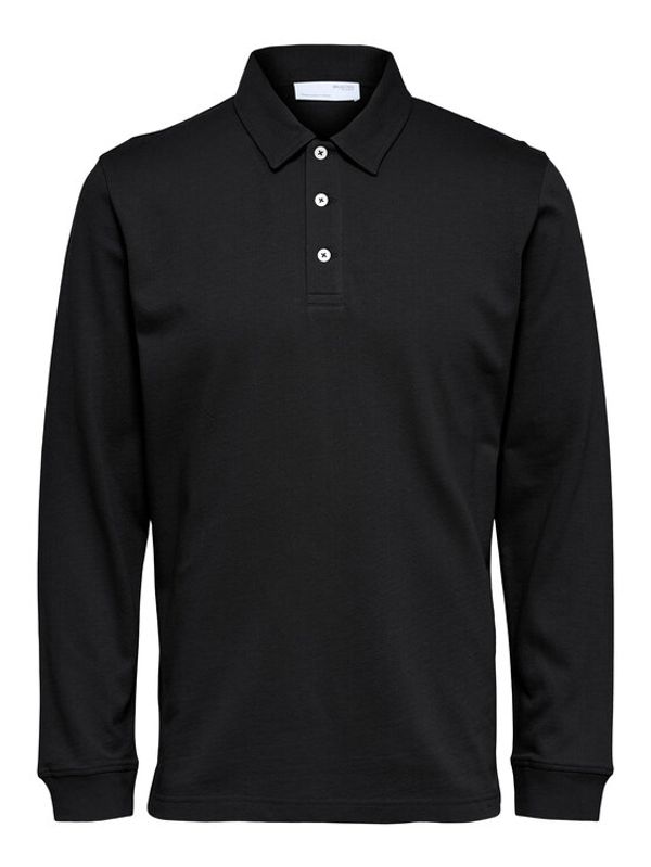 Selected Homme Selected Homme Тениска с яка и копчета 16088553 Черен Regular Fit