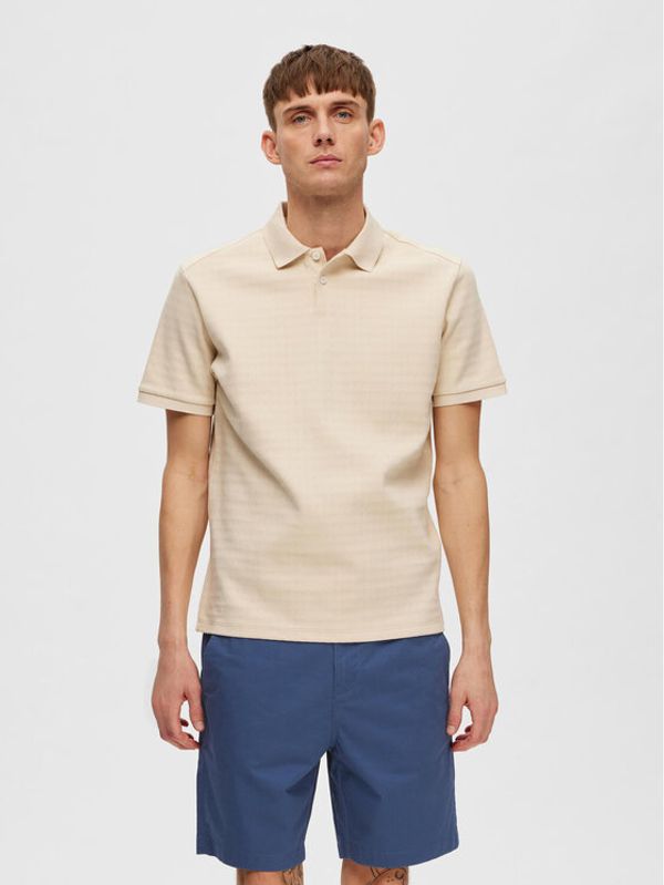 Selected Homme Selected Homme Тениска с яка и копчета 16088575 Бежов Regular Fit