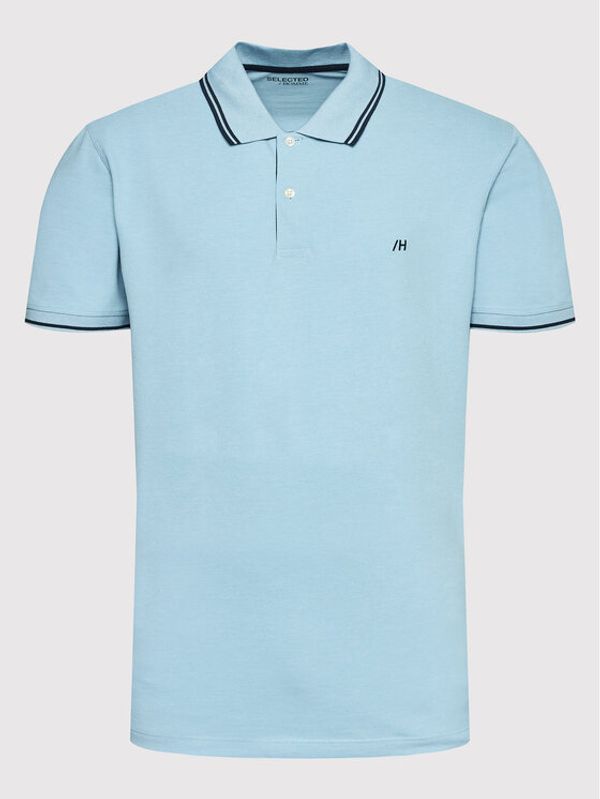 Selected Homme Selected Homme Тениска с яка и копчета Aze 16082841 Син Regular Fit
