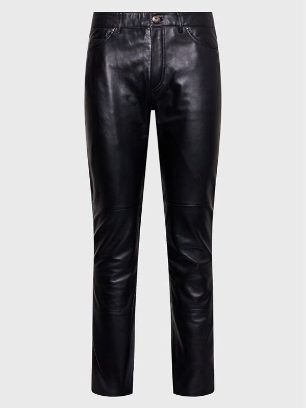 Serge Pariente Serge Pariente Кожени панталони Sexy Man Черен Regular Fit