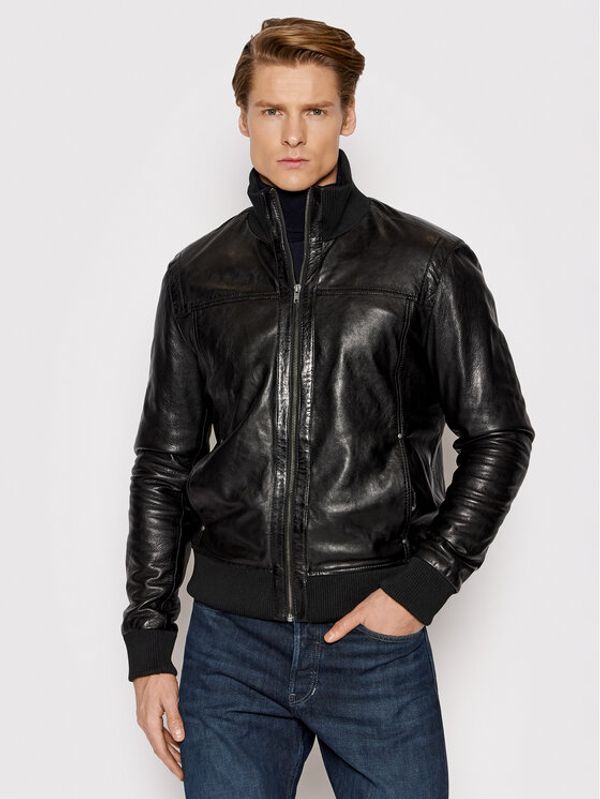 Serge Pariente Serge Pariente Кожено яке Soul Черен Regular Fit