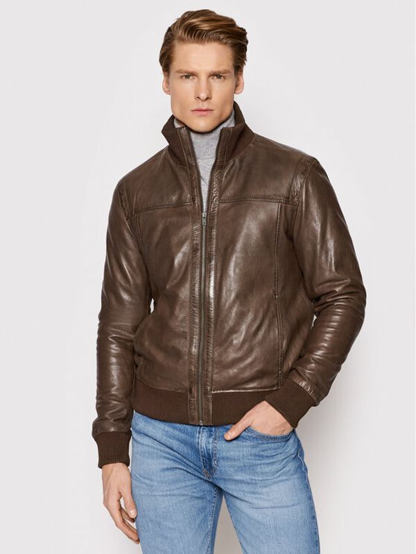 Serge Pariente Serge Pariente Кожено яке Soul Кафяв Regular Fit