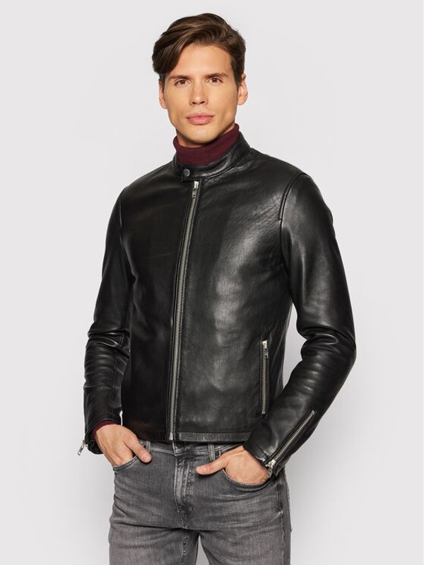 Serge Pariente Serge Pariente Кожено яке Style 20 Черен Regular Fit