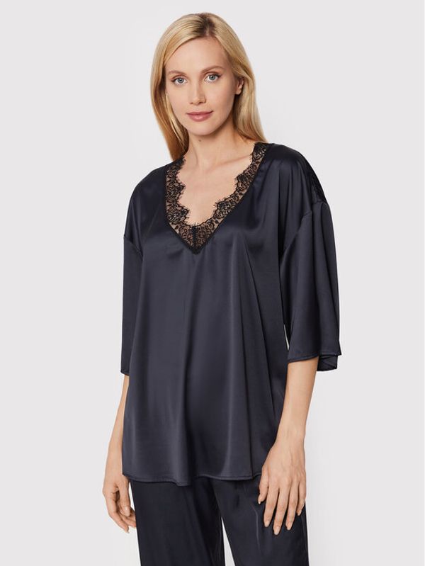 Simone Pérèle Simone Pérèle Тениска на пижама Satin Secrets 23H904 Тъмносин Relaxed Fit