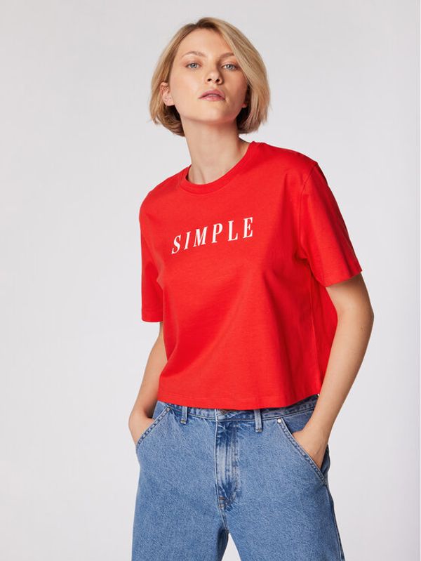 Simple Simple Тишърт TSD501 Червен Cropped Fit