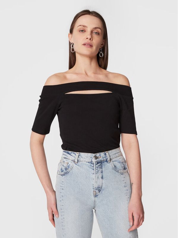 Sisley Sisley Блуза 3TP9W1007 Черен Slim Fit