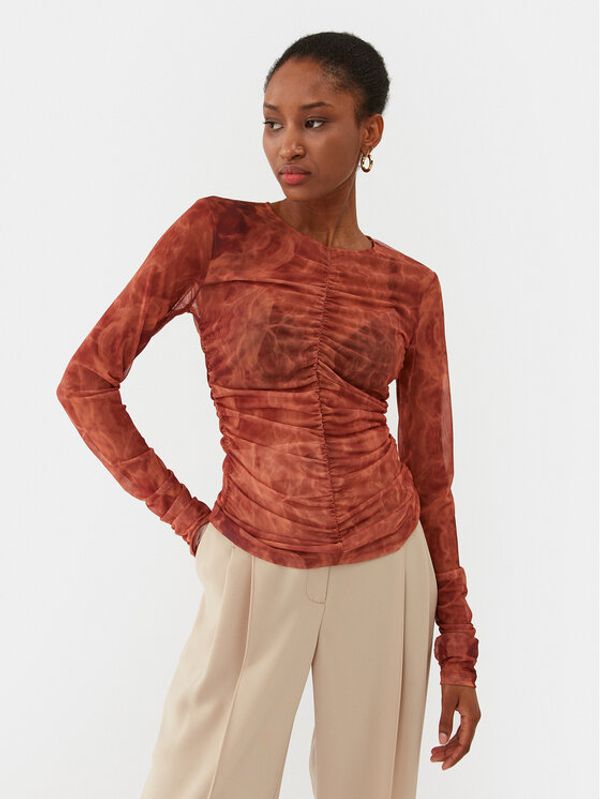 Sisley Sisley Блуза 3XAFL103V Кафяв Slim Fit