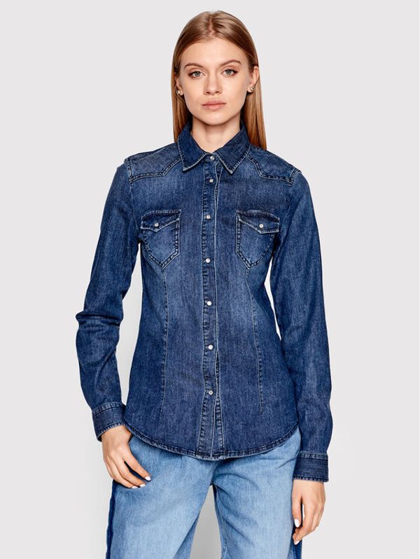 Sisley Sisley дънкова риза 52TP5QF66 Син Regular Fit