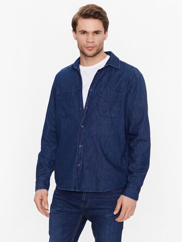 Sisley Sisley дънкова риза 5FV6SQ017 Тъмносин Regular Fit