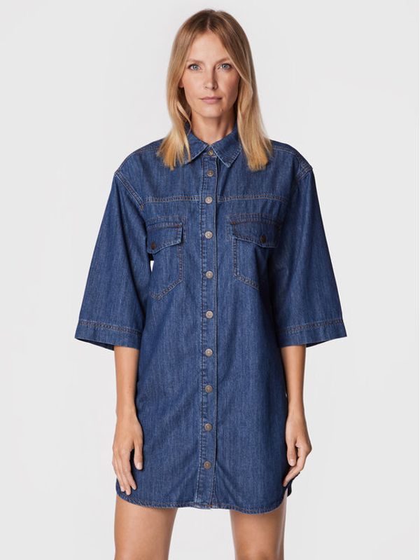 Sisley Sisley Дънкова рокля 4FU6LV023 Син Regular Fit