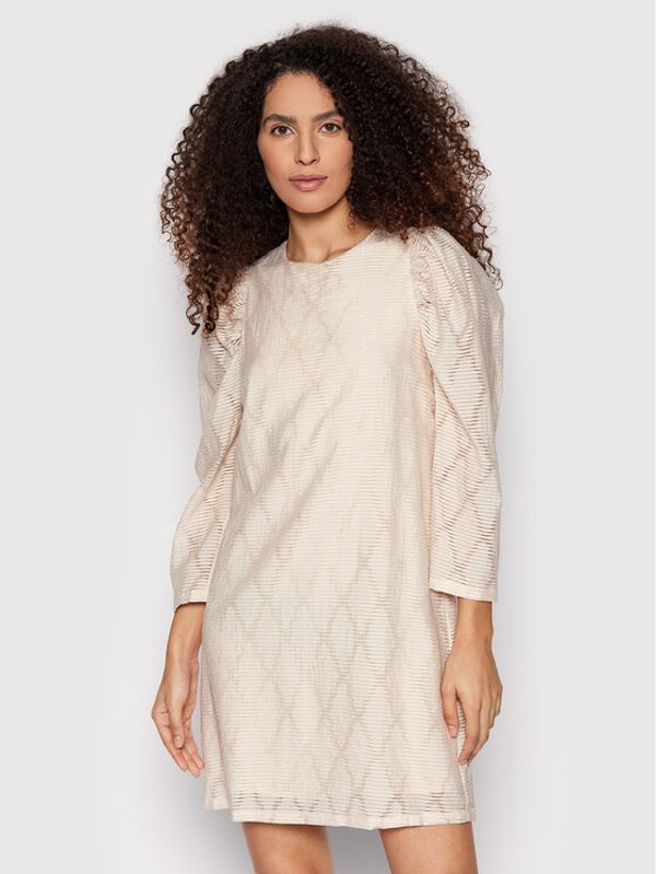 Sisley Sisley Коктейлна рокля 4RJTLV00A Бежов Relaxed Fit