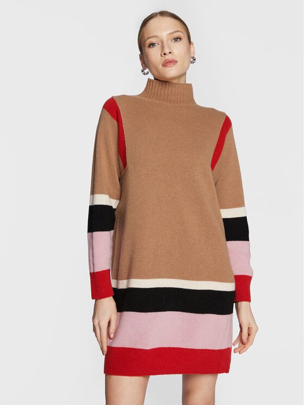 Sisley Sisley Плетена рокля 1244L200T Бежов Relaxed Fit