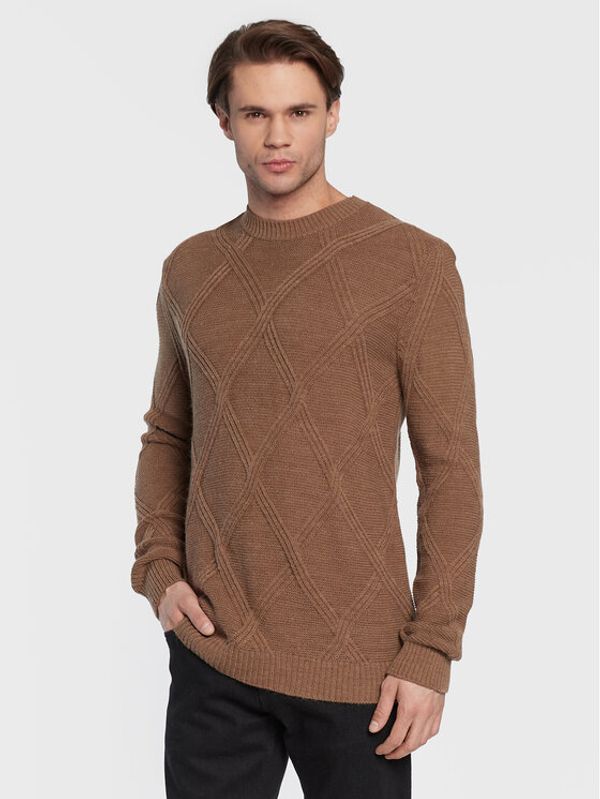 Sisley Sisley Пуловер 1076S100W Кафяв Regular Fit
