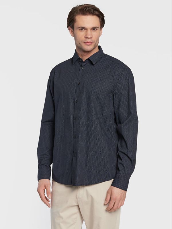 Sisley Sisley Риза 5QNUSQ018 Тъмносин Regular Fit