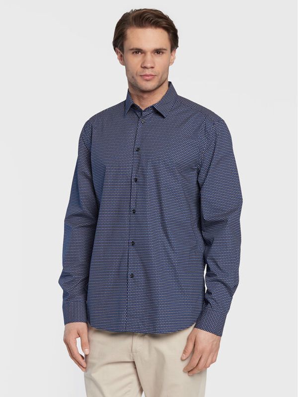 Sisley Sisley Риза 5QNUSQ018 Тъмносин Regular Fit