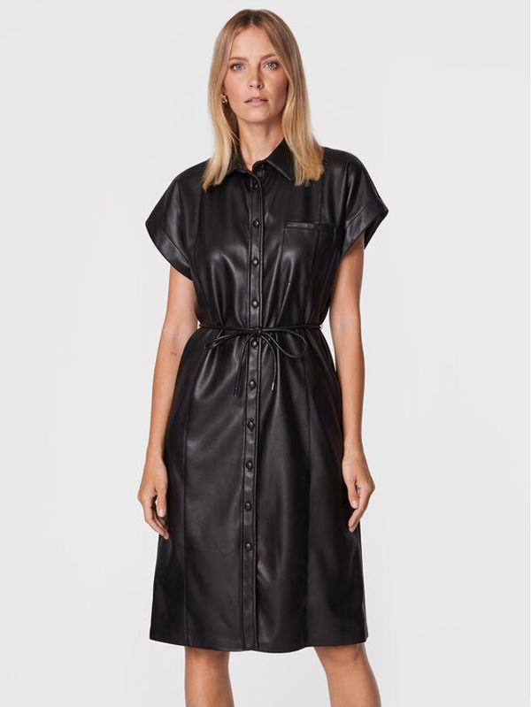 Sisley Sisley Рокля от имитация на кожа 4MTMLV01Q Черен Regular Fit