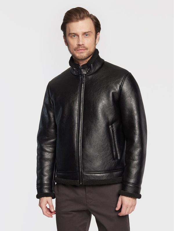 Sisley Sisley Яке от имитация на кожа 277BSN019 Черен Regular Fit