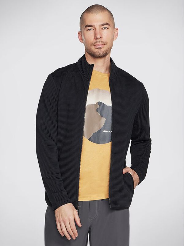Skechers Skechers Преходно яке The Hoodless Hoodie Ottoman Jacket JA25 Черен Regular Fit