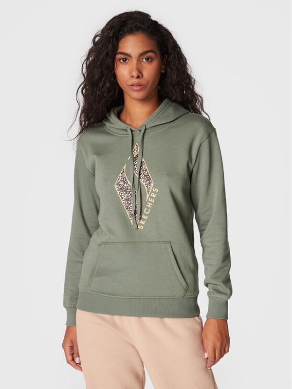 Skechers Skechers Суитшърт Diamond Wild One WHD75 Зелен Regular Fit