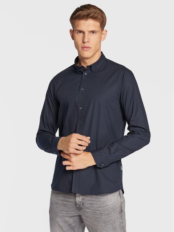 Solid Solid Риза 21103247 Тъмносин Slim Fit