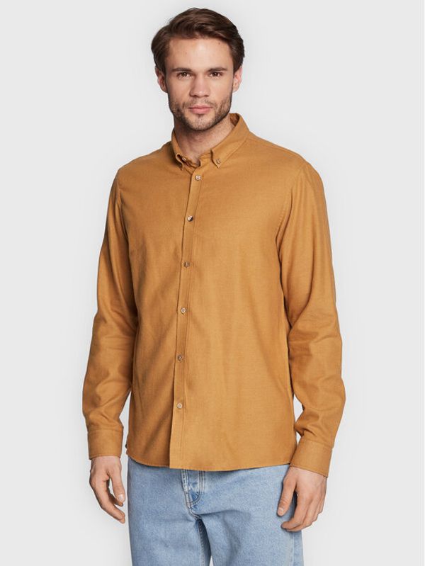 Solid Solid Риза Pete 21107465 Кафяв Regular Fit