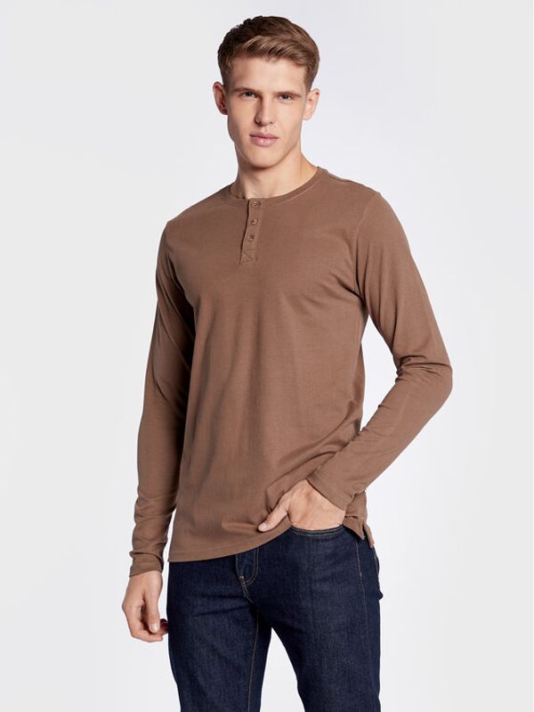 Solid Solid Тениска с дълъг ръкав 21106135 Бежов Regular Fit