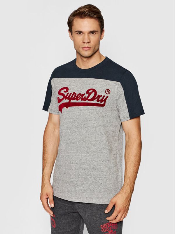 Superdry Superdry Тишърт Colourblock M1011339A Сив Regular Fit