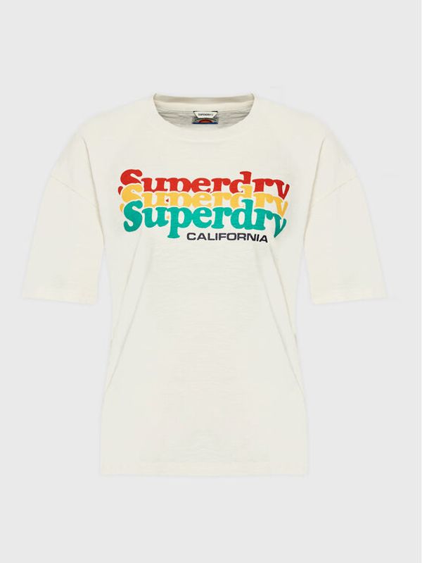 Superdry Superdry Тишърт Vintage Cali Stripe W1010847A Екрю Regular Fit