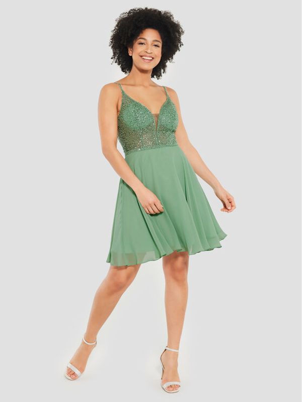Swing Swing Коктейлна рокля 5AE19300 Зелен Slim Fit